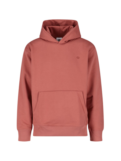 Shop Adidas Originals Logo Hooded Sweatshirt In Rosso
