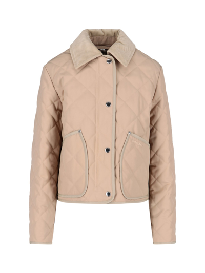 Shop Burberry Country Cropped Jacket In Beige