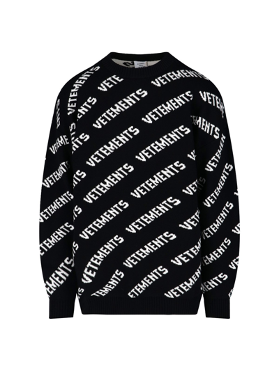 Shop Vetements Logo Sweater In Nero