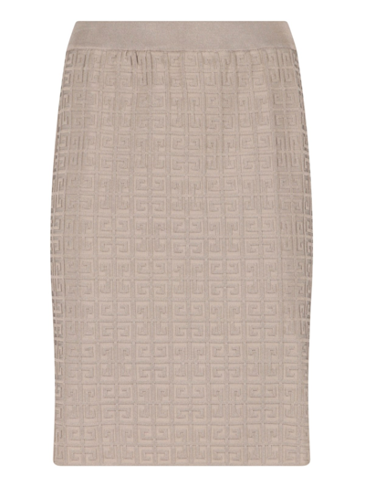 Shop Givenchy Logo Pencil Skirt In Taupe