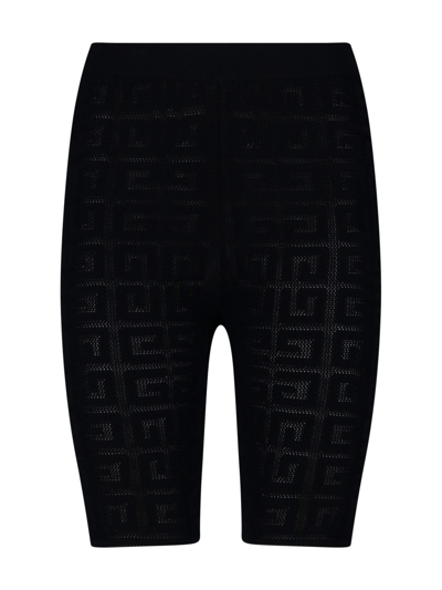 Shop Givenchy '4g' Jacquard Cyclist Trousers In Nero