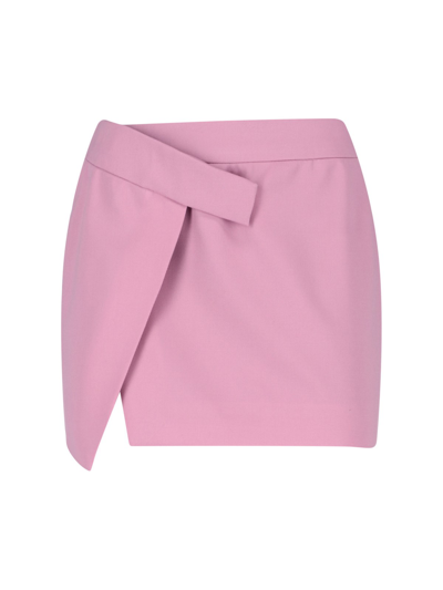 Shop Attico Mini Cross Skirt In Rosa