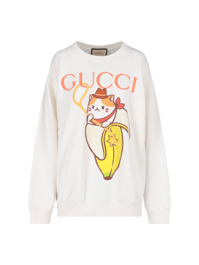Shop Gucci 'bananya' Sweatshirt In White