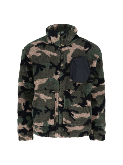Shop Valentino Camouflage Fleece Jacket In Verde