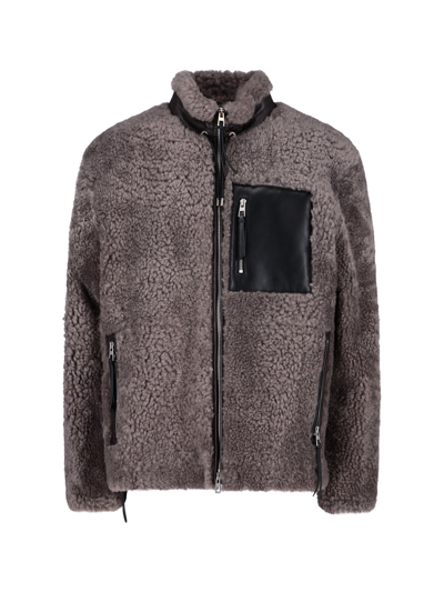 Shop Loewe Shearling Jacket In Marrone