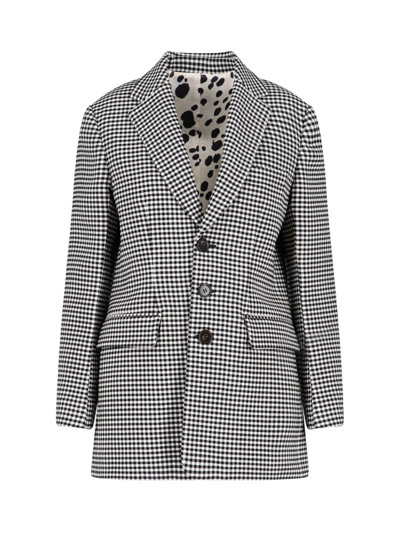 Marni Houndstooth Wool-blend Blazer In Nero