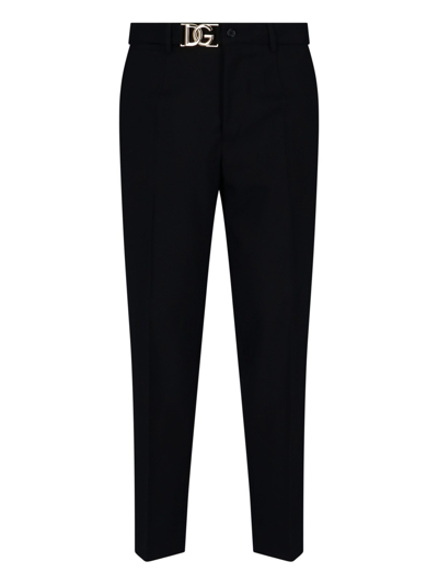 Shop Dolce & Gabbana Belt Detail Straight Trousers In Nero