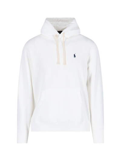 Polo Ralph Lauren Drawstring Hoodie With Signature Polo Pony Motif In Bianco