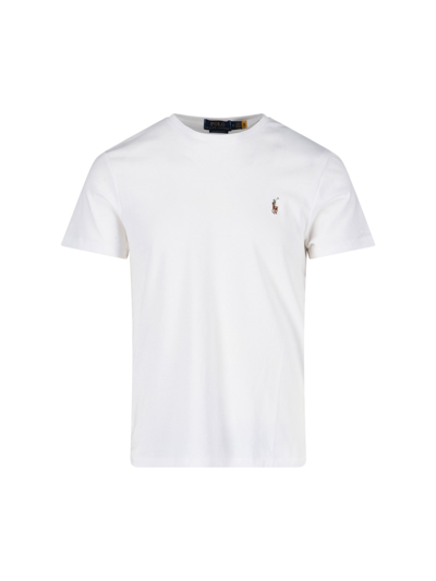 Shop Polo Ralph Lauren Logo T-shirt In Bianco