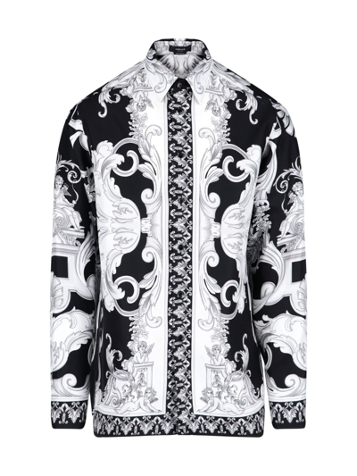 Shop Versace Silk Shirt In Nero