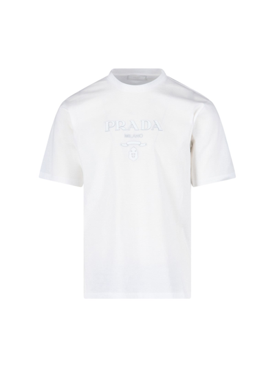 Shop Prada Logo T-shirt In Bianco