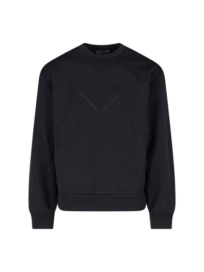 Shop Prada Logo Crew-neck Sweatshirt In Nero