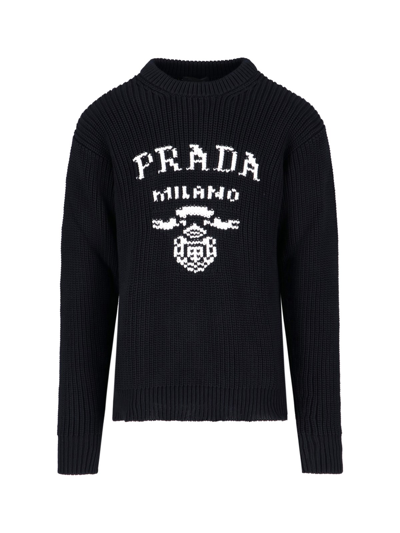 Shop Prada Logo Jumper In Nero