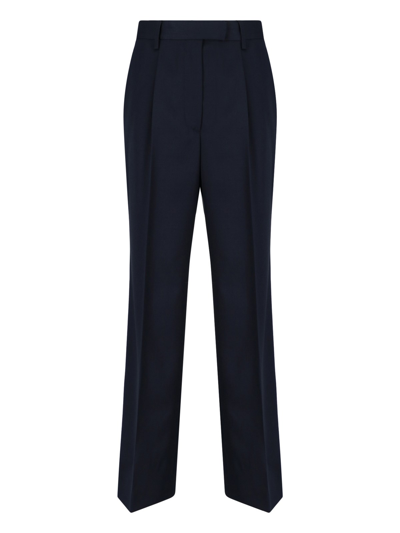 Prada Wool Trousers With Cropped Length And Front Crease In Blu