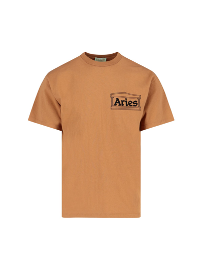 Shop Aries Logo T-shirt In Marrone