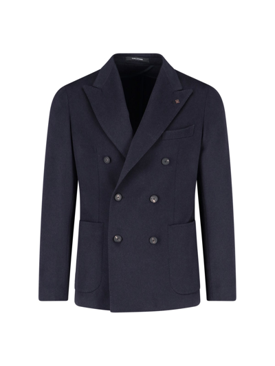 Shop Tagliatore Double Breasted Blazer In Blu