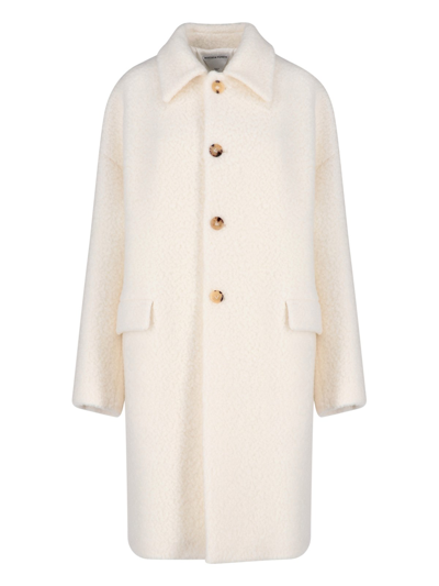 Shop Bottega Veneta Wool And Mohair Coat In Bianco
