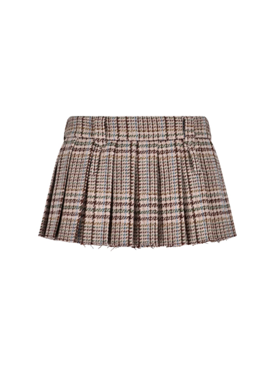 Shop Miu Miu Mini Skirt Tartan Pattern In Marrone