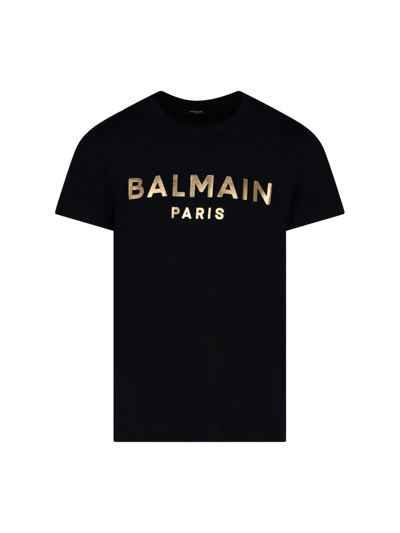 Shop Balmain Logo T-shirt In Nero
