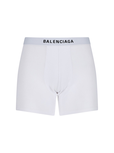 Shop Balenciaga Logo Boxer In Bianco