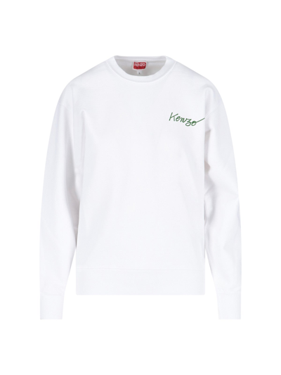 Shop Kenzo 'poppy' Back Print Sweatshirt In Bianco