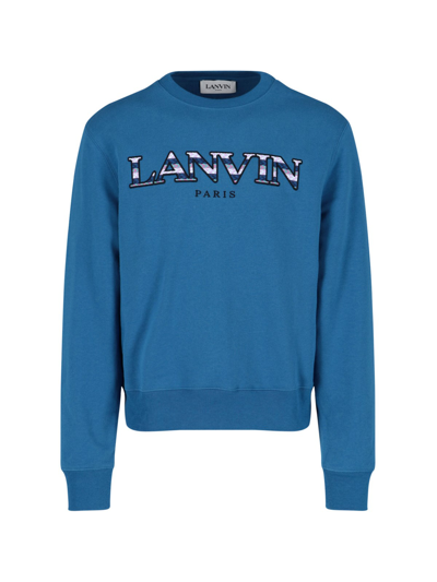 Shop Lanvin 'curb' Crewneck Sweatshirt In Blu