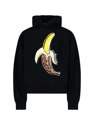 Shop Palm Angels Printed Hoodie In Nero