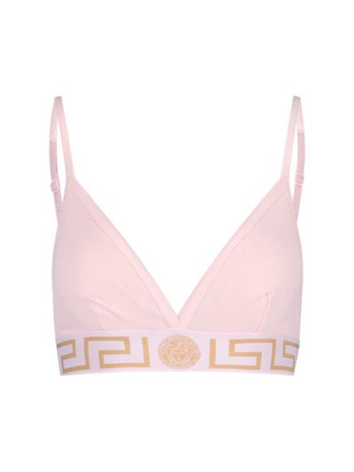 Versace Greca Border Triangle Bralette In Rosa