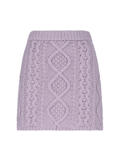 Rokh Cable-knit Mid-ride Skirt In Viola