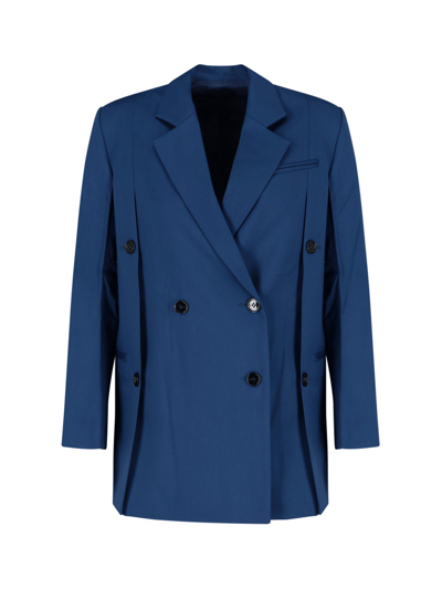 Shop Eudon Choi Structured Double Breasted Blazer In Blu