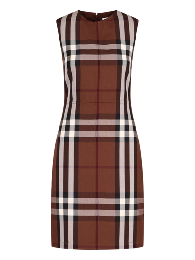 Shop Burberry Tartan Pattern Dress In Marrone