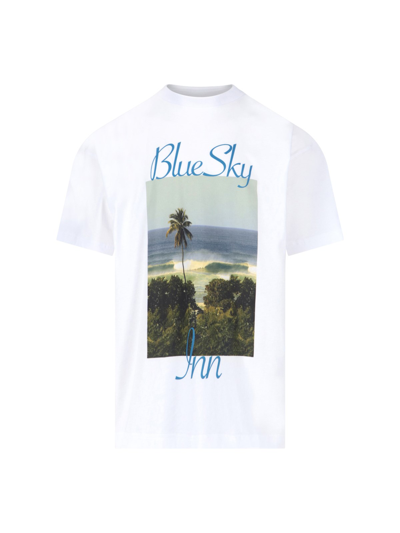 Shop Blue Sky Inn Print T-shirt In Bianco