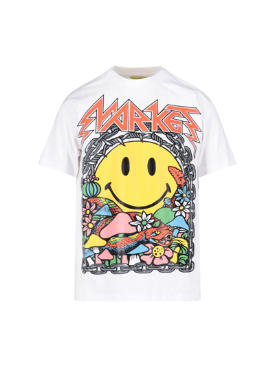 Shop Market X Smiley® Printed T-shirt In Bianco
