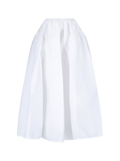 Shop Cecilie Bahnsen Flared Midi Skirt In Bianco