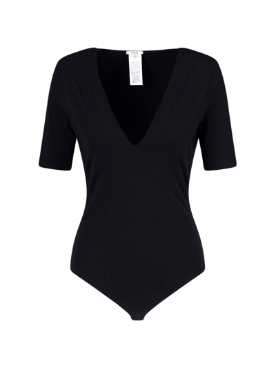 Shop Wolford 'deep V String' Top Body In Nero