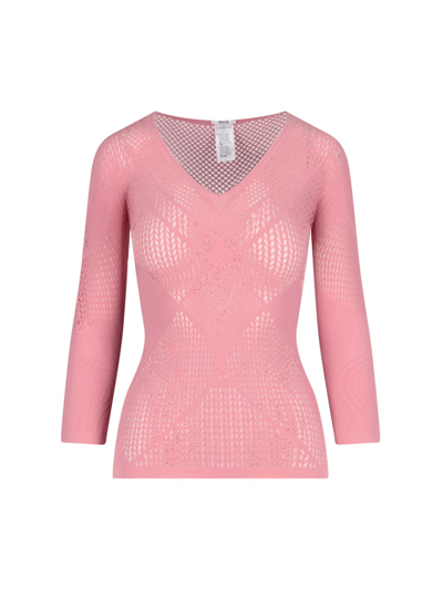 Shop Wolford 'romance Net' Top In Rosa