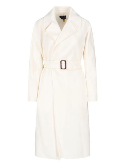 Shop Polo Ralph Lauren Double-breasted Coat In Crema