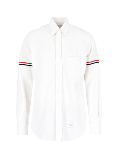 Shop Thom Browne Tricolor Stripe Shirt In Bianco