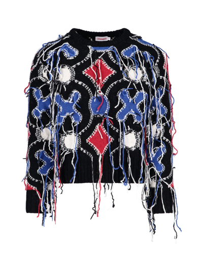 Shop Charles Jeffrey Loverboy Frayed Details Sweater In Nero