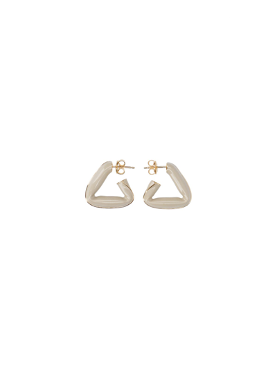 Shop Bottega Veneta Enamel Triangle Earrings In Beige