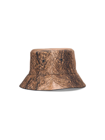Shop Burberry Fur-print Bucket Hat In Beige