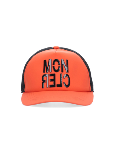 Shop Moncler Logo Hat In Arancione