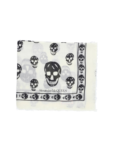 Shop Alexander Mcqueen 'skull' Scarf In Bianco