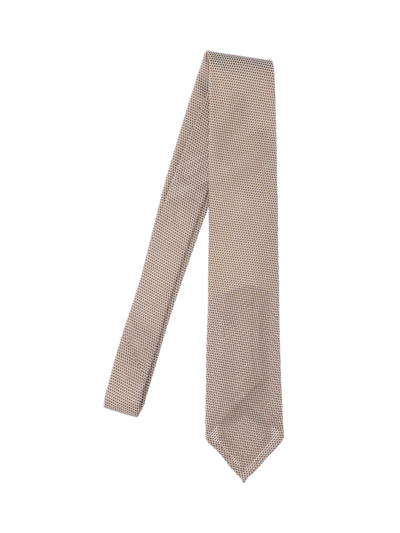 Shop Finamore 'anversa' Unlined Silk Tie In Marrone