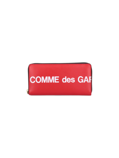 Shop Comme Des Garçons Logo Wallet In Rosso