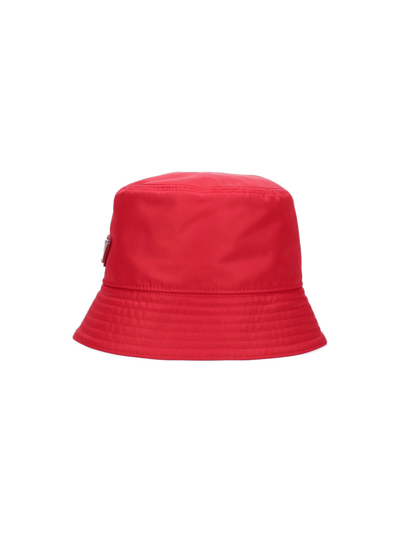 Shop Prada Logo Bucket Hat In Rosso
