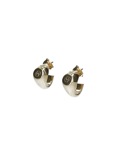 Shop D'heygere Small Monogram Hoop Earrings In Oro