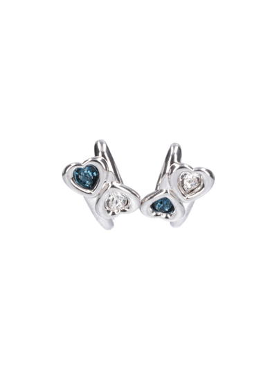 Shop Jiwinaia "heart" Earrings In Argento