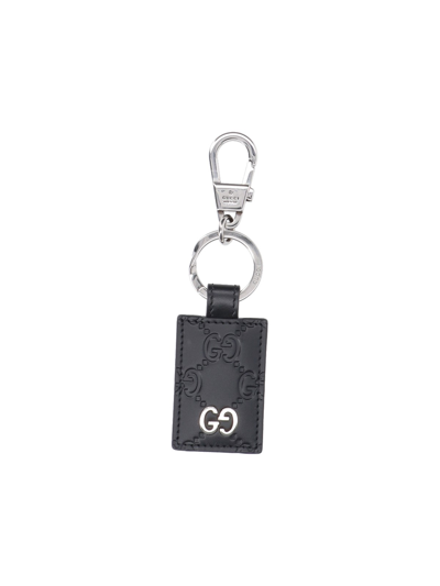 Shop Gucci 'signature' Keychain In Nero