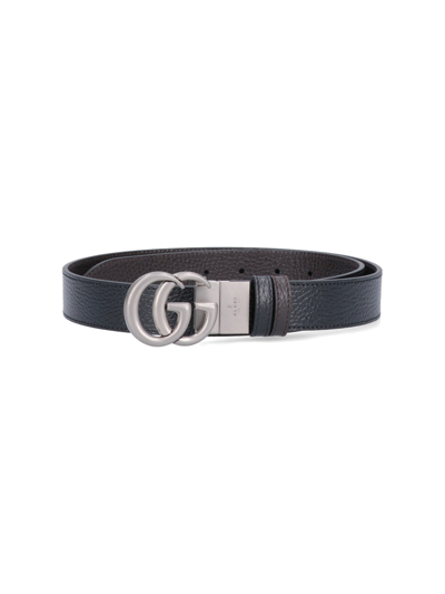 Shop Gucci 'gg Marmont' Reversible Belt In Nero
